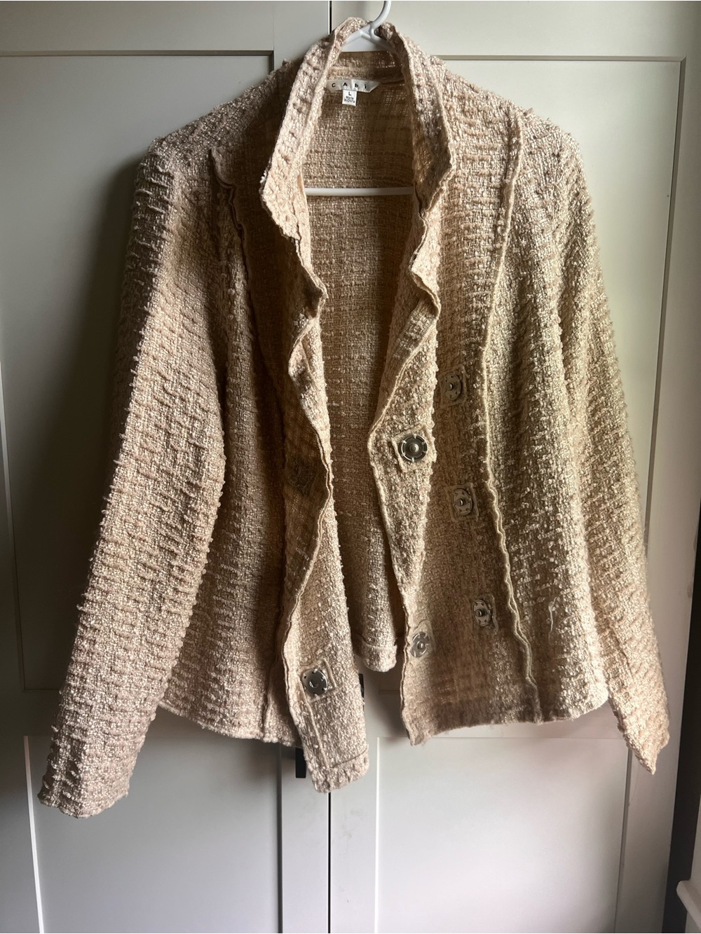 Cabi Cream Bouclé Button-Front Jacket